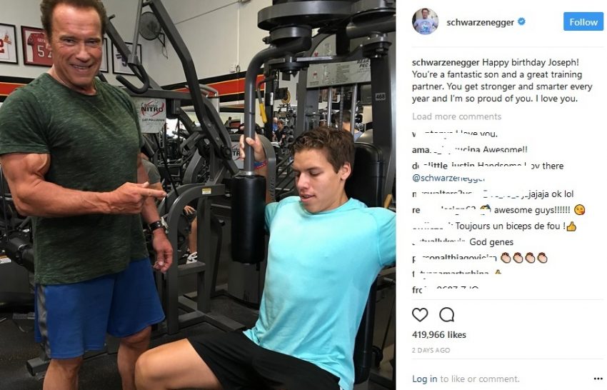 Ο Schwarzenegger στο γυμναστήριο με τον 20χρονο γιο του
