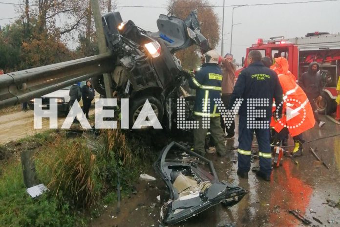 Τρομακτικό τροχαίο στην Εθνική Πατρών-Πύργου: Σοβαρά τραυματίας οδηγός, γίνεται προσπάθεια απεγκλωβισμού του (Φωτό)