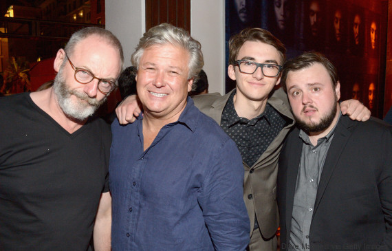 SAN DIEGO, CA - JULY 23:  (L-R) Liam Cunningham, Conleth Hill, Isaac Hempstead Wright and John Bradley  attend Entertainment Weekly's Comic-Con Bash held at Float, Hard Rock Hotel San Diego on July 23, 2016 in San Diego, California sponsored by HBO.  (Photo by Dave Mangels/Getty Images for Entertainment Weekly)