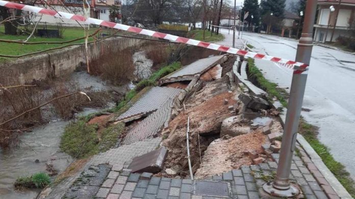 κατάρρευση πρανούς στο ποτάμι του Μηλοχωρίου Εορδαίας