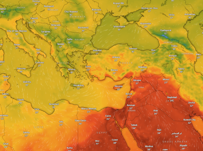 Επι ποδός ο πρώτος καύσωνας του έτους: Το windy προβλέπει θερμοκρασίες μέχρι 39 βαθμούς στην Ελλάδα – Τι λένε οι μετεωρολόγοι