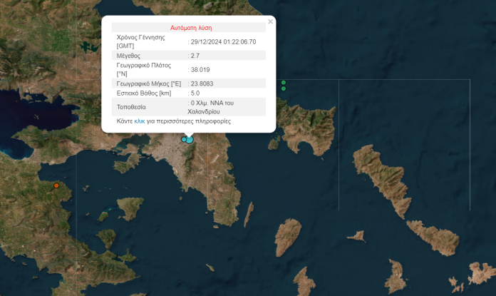 Σεισμός 2,7 Ρίχτερ στην Αττική